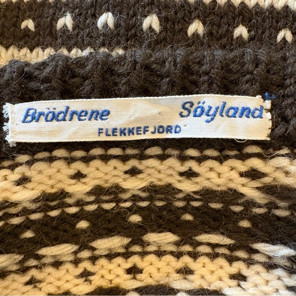 Vintage Norwegian Wool Cardigan Brødrene Søylænd Fair Isle Sweater M Nordic - Picture 6 of 7